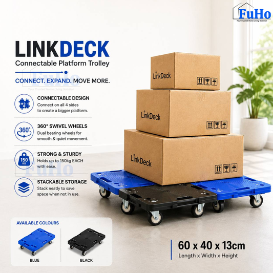 Fuho Industrial Lightweight Flat Trolley (Black, Blue)