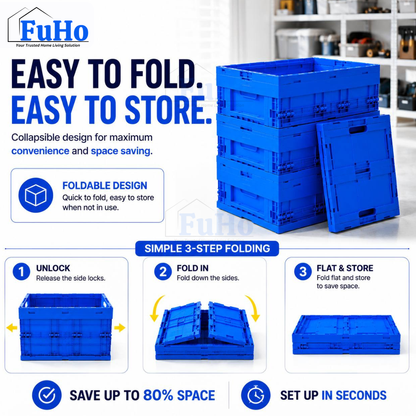 🇸🇬READY STOCK🇸🇬 FuHo Heavy Duty Collapsible Stackable Box | Industrial Box | Warehouse Box | Blue Crate (IND0001)