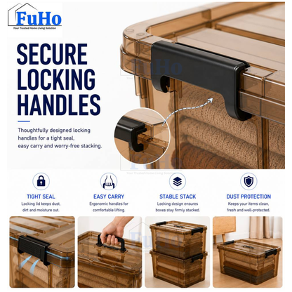 🔥(LOWEST PRICE) Fuho Transparent Storage Box | Plastic Container | Stackable Box (HL001)