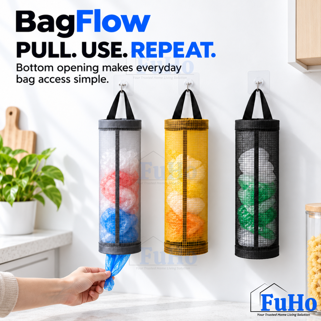 Fuho BagFlow Plastic Bag Holder & Dispenser for Kitchen (3 Colours)