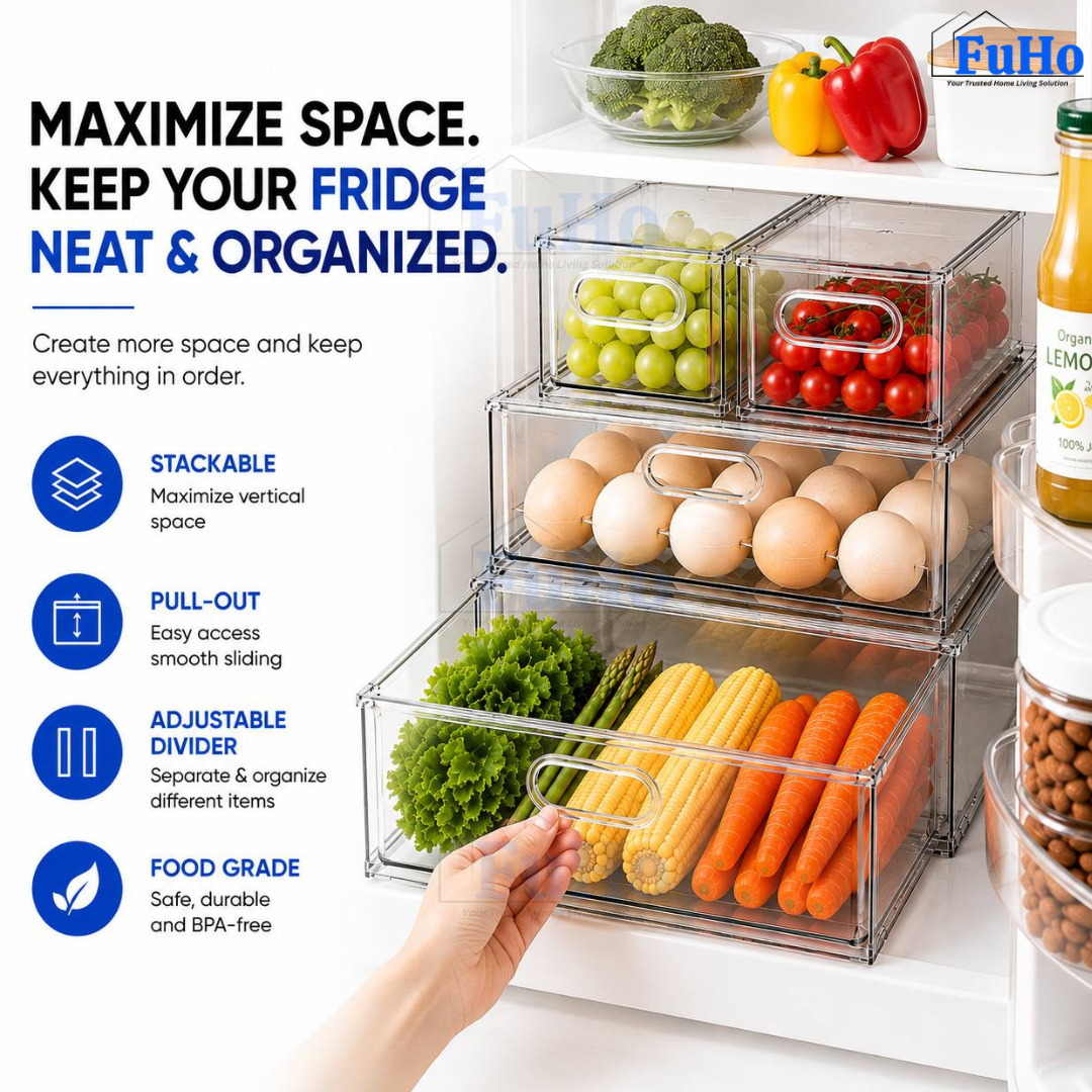 🇸🇬READY STOCK🇸🇬 FuHo Fridge Kitchen Storage Box Organizers | Storage Containers | Beverage | Kitchen Cabinet (KIT0030)