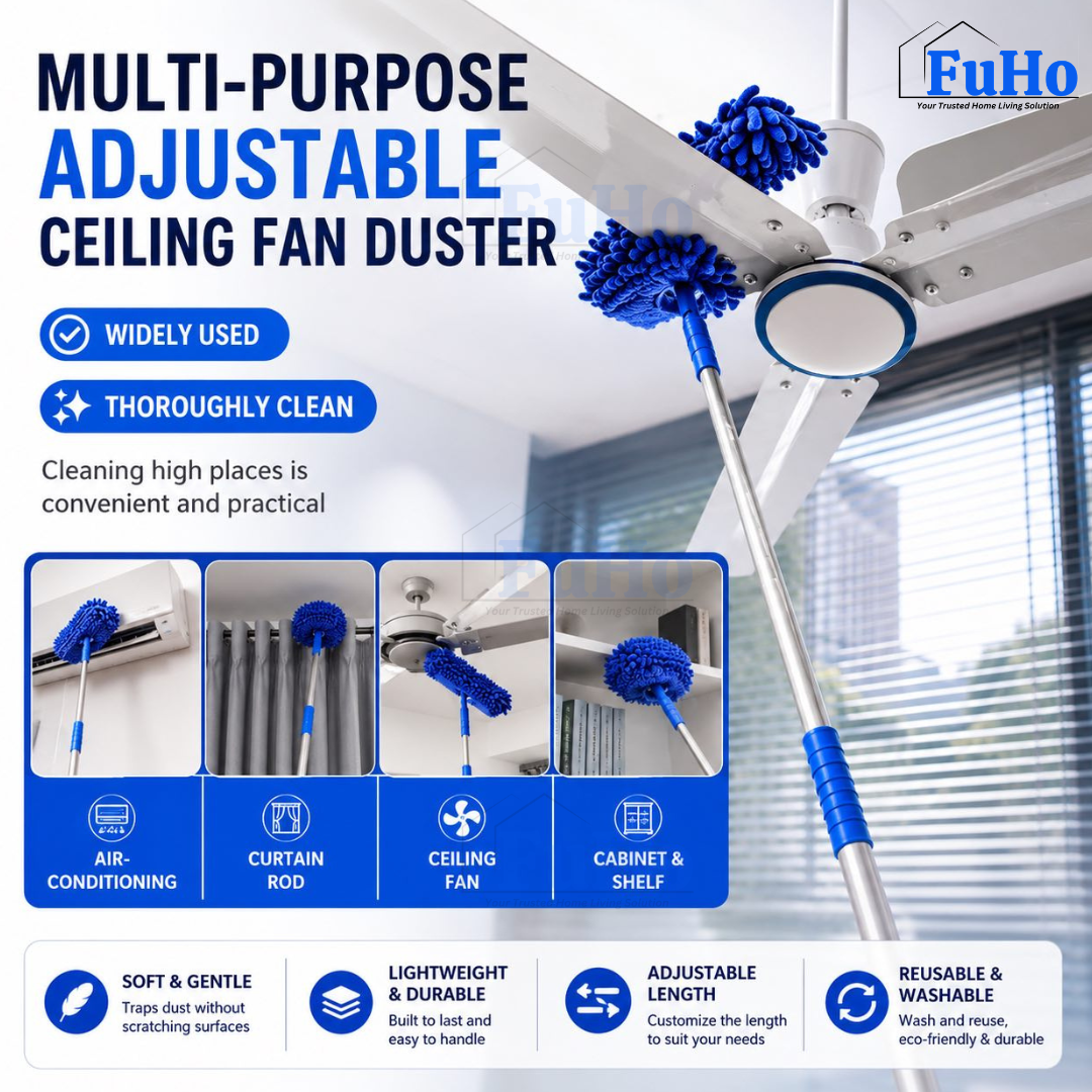🇸🇬READY STOCK🇸🇬 FuHo Ceiling Fan Duster | Feather Duster | Adjustable Duster | Washable Duster | Telescopic (HL0226)