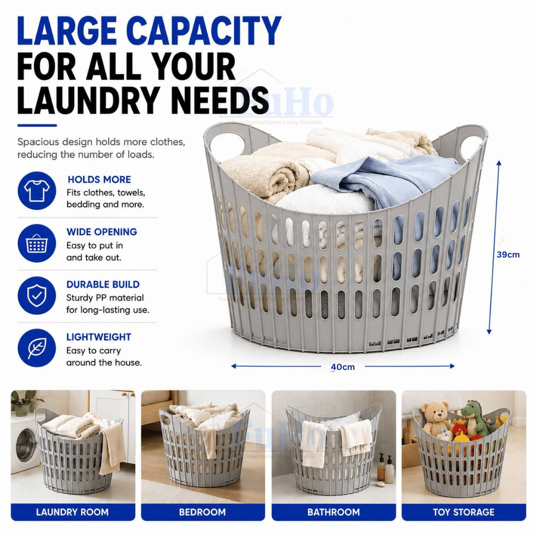 🇸🇬READY STOCK🇸🇬 FuHo Collapsible Laundry Basket || Strong Material Basket || 4 Colors Basket