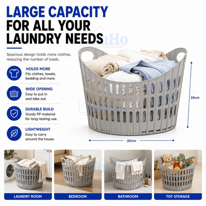 Fuho Collapsible Laundry Basket, Space-Saving