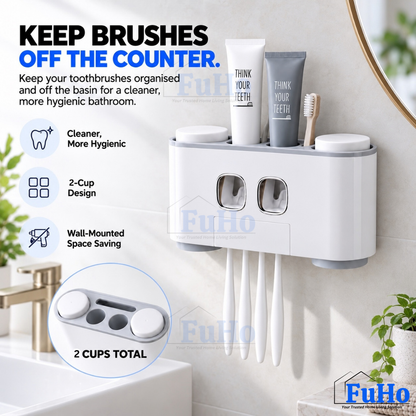 Fuho x Ecoco BrushDock Toothbrush Holder & Toothpaste Dispenser (3 Colours)