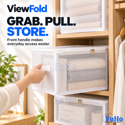Fuho ViewFold Linen Storage Box with Handles, Foldable (6.7L to 47L)
