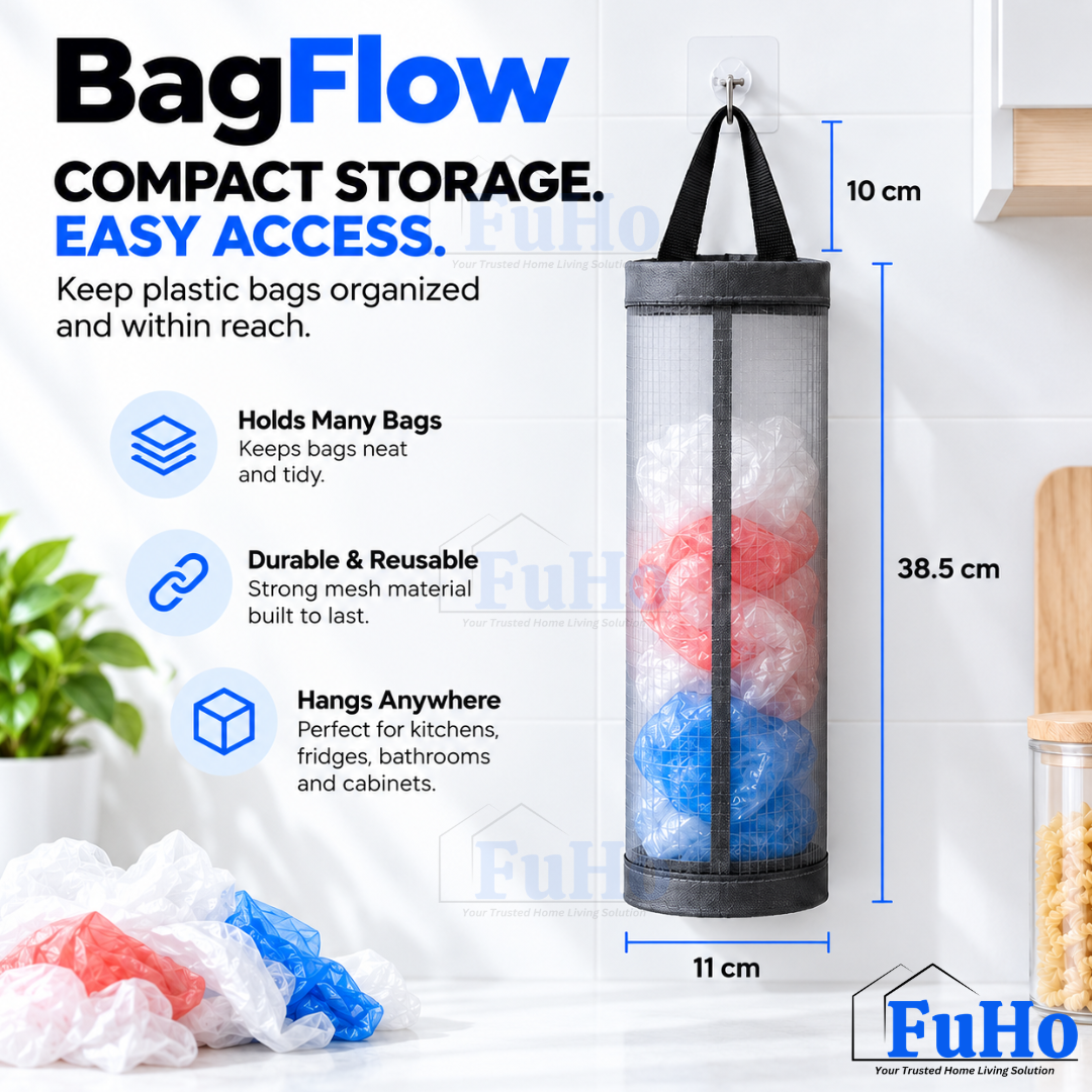 Fuho BagFlow Plastic Bag Holder & Dispenser for Kitchen (3 Colours)