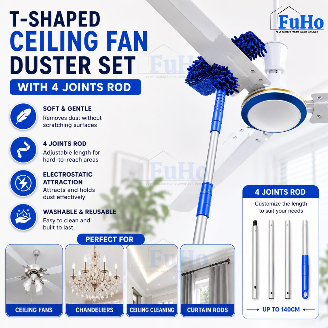 🇸🇬READY STOCK🇸🇬 FuHo Ceiling Fan Duster | Feather Duster | Adjustable Duster | Washable Duster | Telescopic (HL0226)