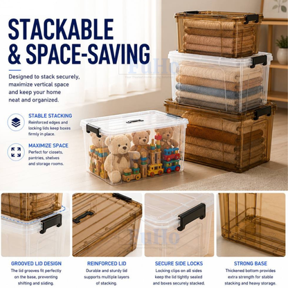 🔥(LOWEST PRICE) Fuho Transparent Storage Box | Plastic Container | Stackable Box (HL001)