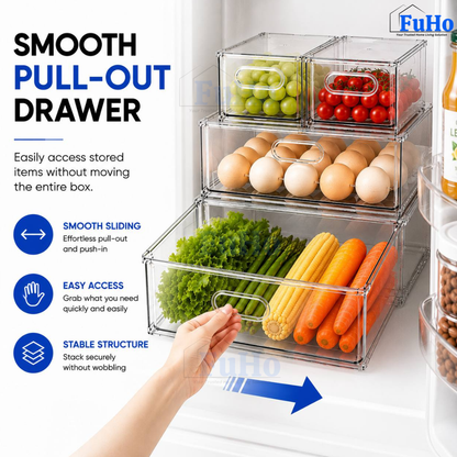 Fuho Fridge Storage Box Organiser with Handle (3L, 6L, 9L)
