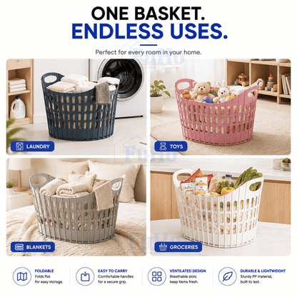 Fuho Collapsible Laundry Basket, Space-Saving
