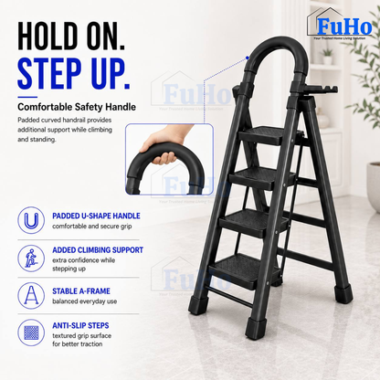 Fuho StepGuard Foldable Step Ladder with Handrail (3, 4, 5 Steps)