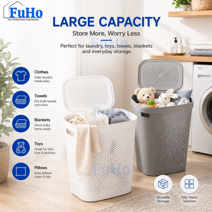 🇸🇬READY STOCK🇸🇬 Fuho Large Capacity Laundry Basket || 55L-70L || Ventilation Basket || Strong material