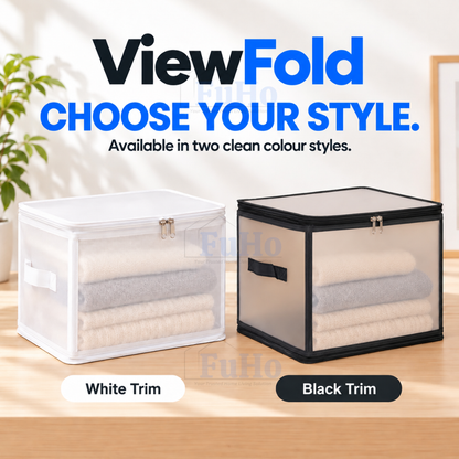 Fuho ViewFold Linen Storage Box with Handles, Foldable (6.7L to 47L)