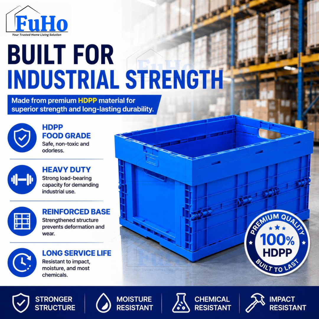 🇸🇬READY STOCK🇸🇬 FuHo Heavy Duty Collapsible Stackable Box | Industrial Box | Warehouse Box | Blue Crate (IND0001)