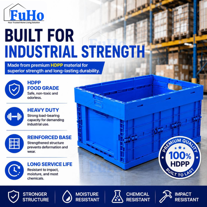 🇸🇬READY STOCK🇸🇬 FuHo Heavy Duty Collapsible Stackable Box | Industrial Box | Warehouse Box | Blue Crate (IND0001)