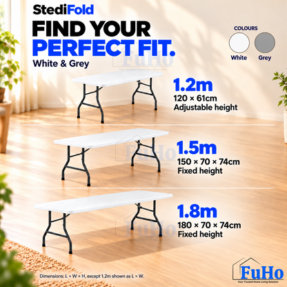 Fuho Foldable Table, Portable Indoor & Outdoor (1.2m, 1.5m, 1.8m)