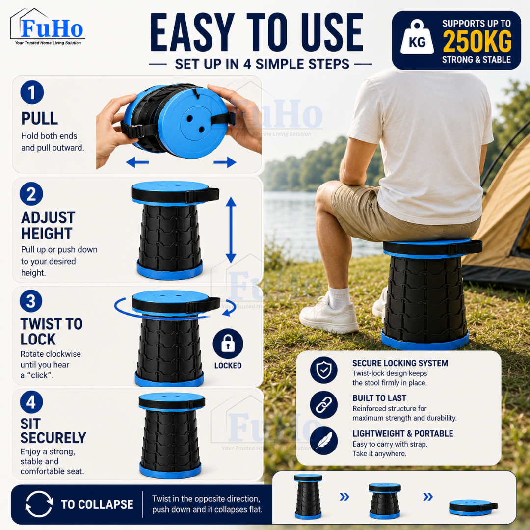 🇸🇬READY STOCK🇸🇬 FuHo Portable Telescopic Chair | Stool | Fishing Chair | Portable Chair | Camping Chair (HL0143)