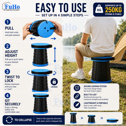 🇸🇬READY STOCK🇸🇬 FuHo Portable Telescopic Chair | Stool | Fishing Chair | Portable Chair | Camping Chair (HL0143)