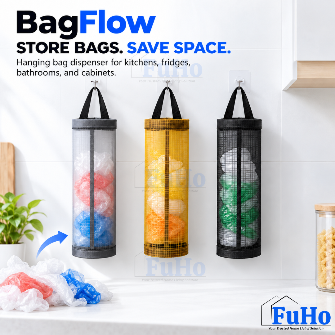 Fuho BagFlow Plastic Bag Holder & Dispenser for Kitchen (3 Colours)