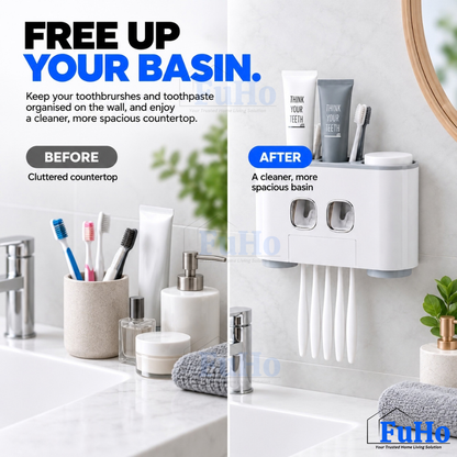 Fuho x Ecoco BrushDock Toothbrush Holder & Toothpaste Dispenser (3 Colours)