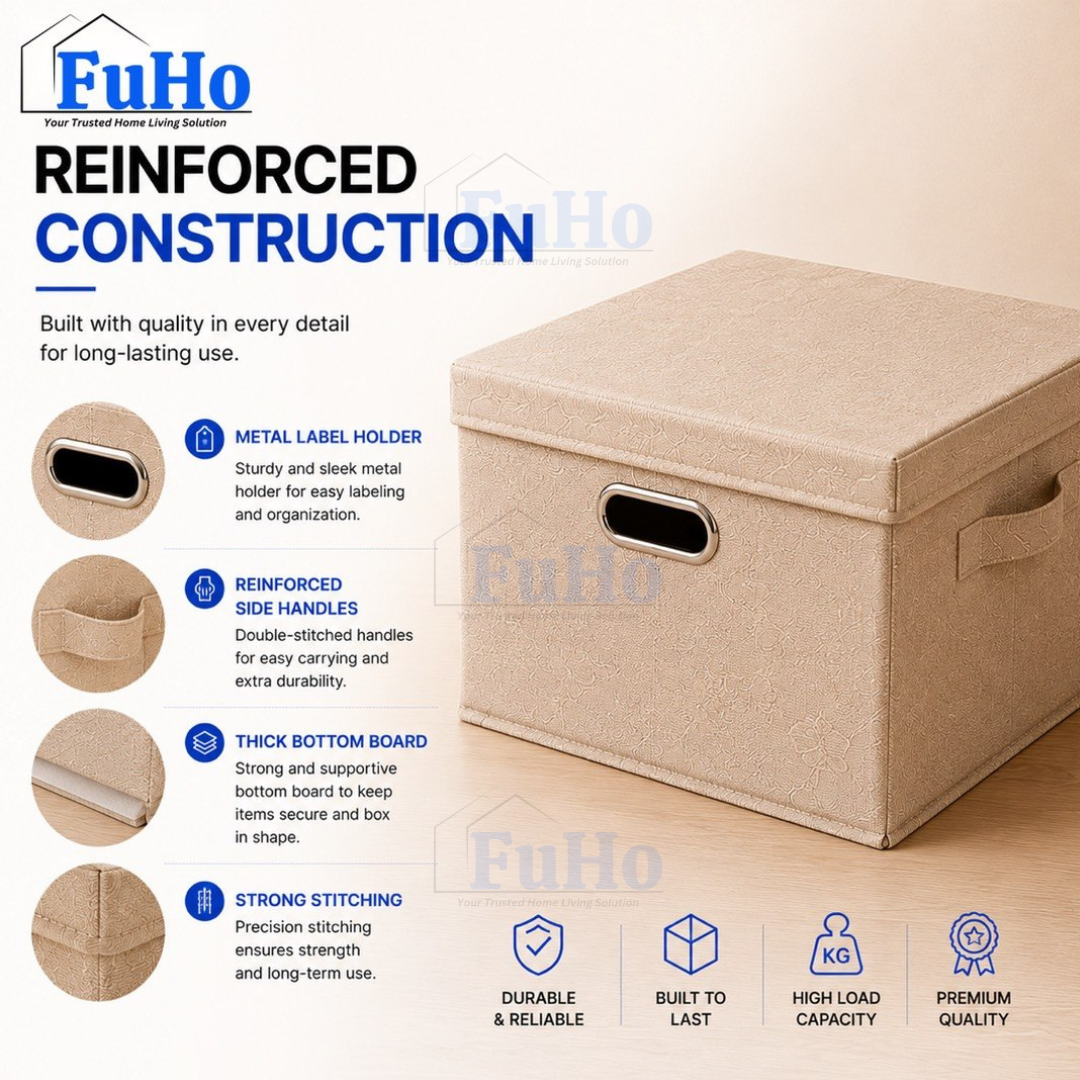 🇸🇬READY STOCK🇸🇬 FuHo Foldable Cotton Linen Storage Box | Storage Box | Collapsible Storage Box | (HL0257)