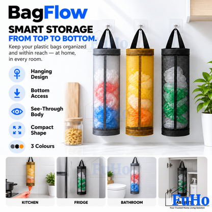 Fuho BagFlow Plastic Bag Holder & Dispenser for Kitchen (3 Colours)