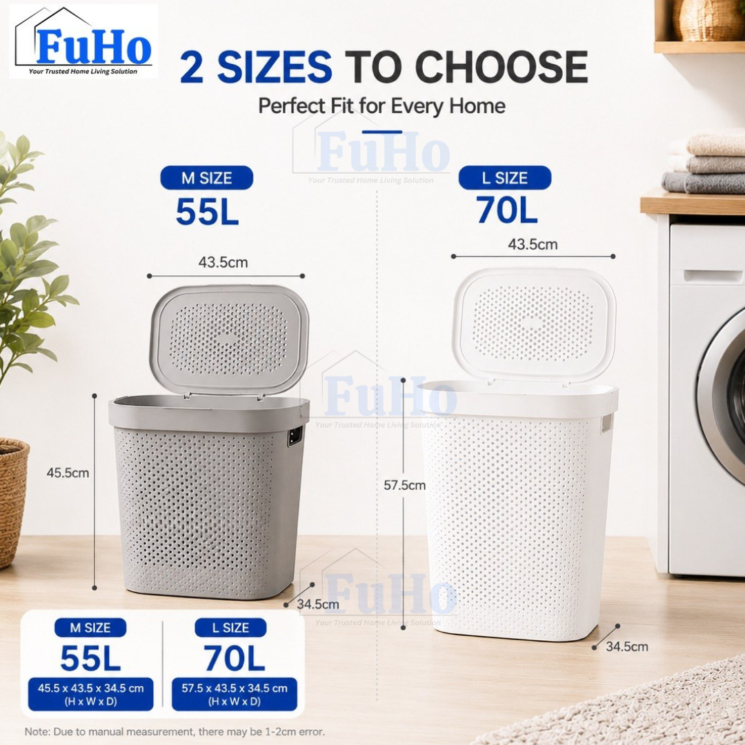 🇸🇬READY STOCK🇸🇬 Fuho Large Capacity Laundry Basket || 55L-70L || Ventilation Basket || Strong material