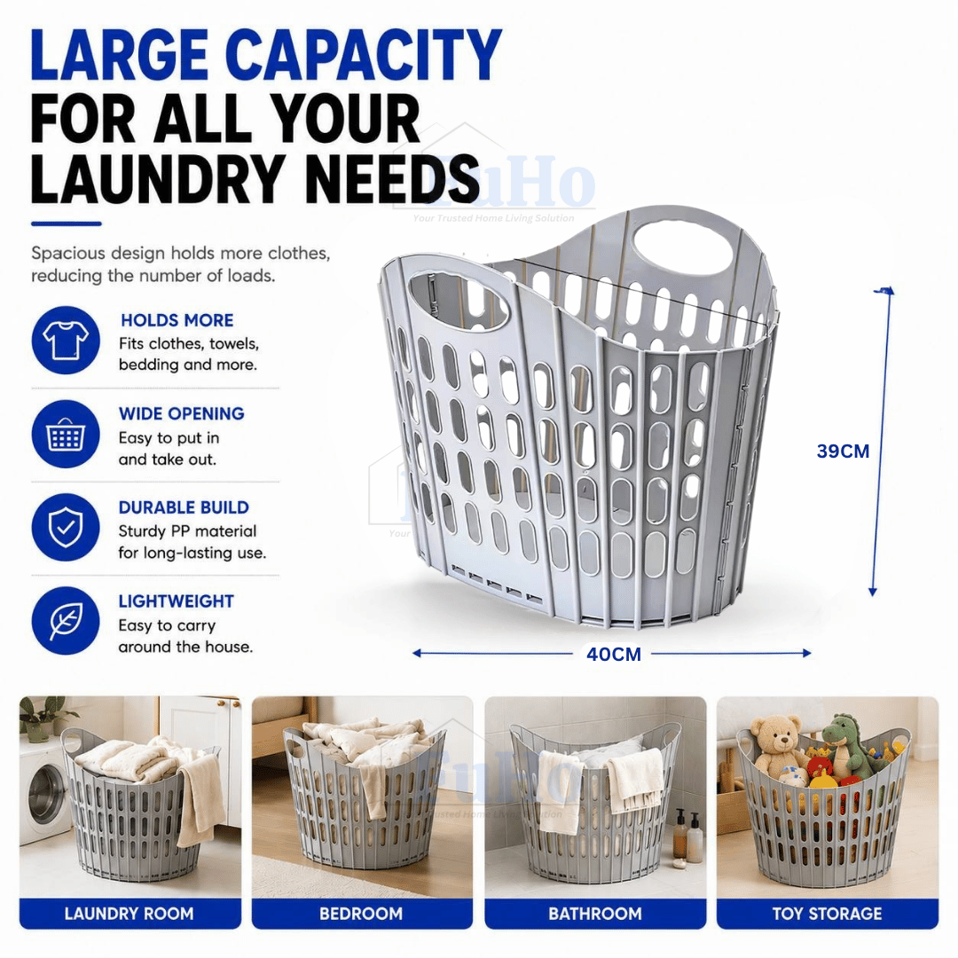 🇸🇬READY STOCK🇸🇬 FuHo Collapsible Laundry Basket || Strong Material Basket || 4 Colors Basket