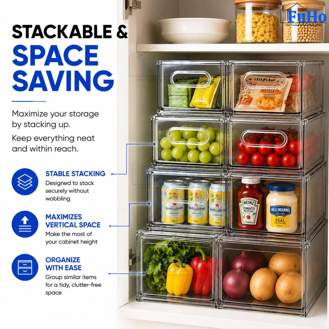 🇸🇬READY STOCK🇸🇬 FuHo Fridge Kitchen Storage Box Organizers | Storage Containers | Beverage | Kitchen Cabinet (KIT0030)