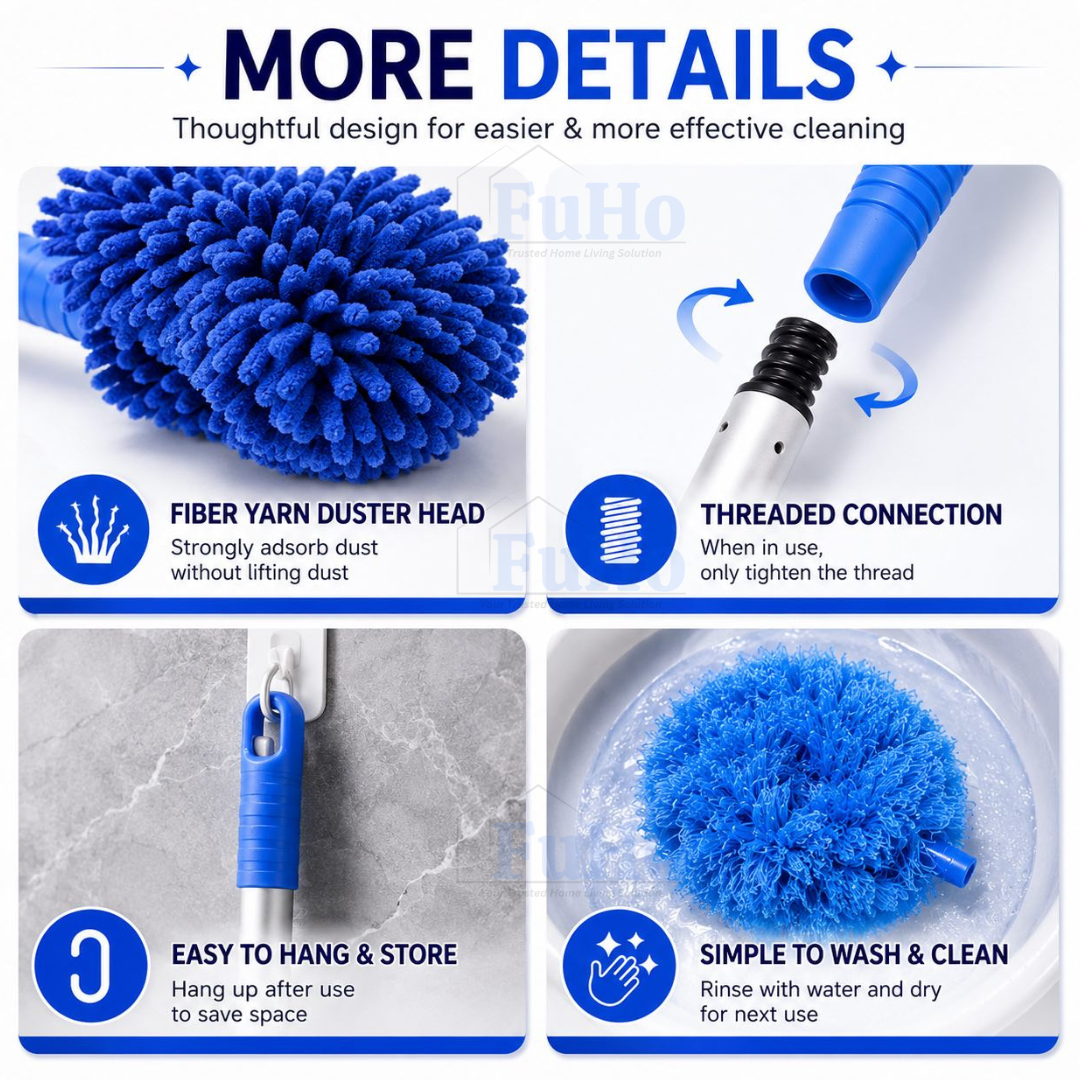 🇸🇬READY STOCK🇸🇬 FuHo Ceiling Fan Duster | Feather Duster | Adjustable Duster | Washable Duster | Telescopic (HL0226)
