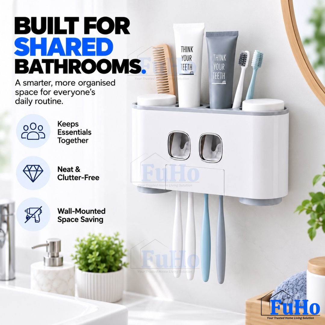Fuho x Ecoco BrushDock Toothbrush Holder & Toothpaste Dispenser (3 Colours)