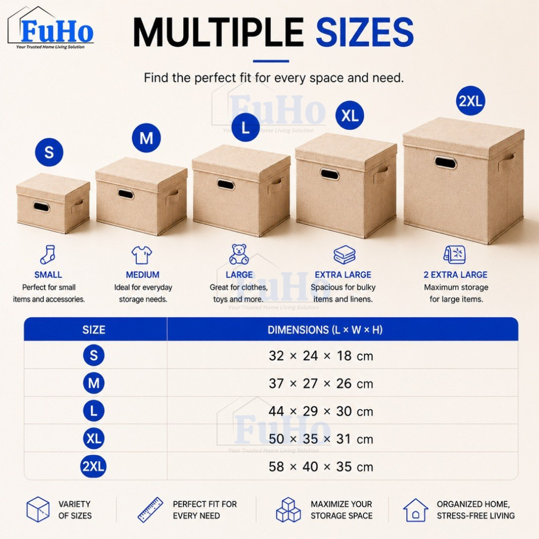 🇸🇬READY STOCK🇸🇬 FuHo Foldable Cotton Linen Storage Box | Storage Box | Collapsible Storage Box | (HL0257)