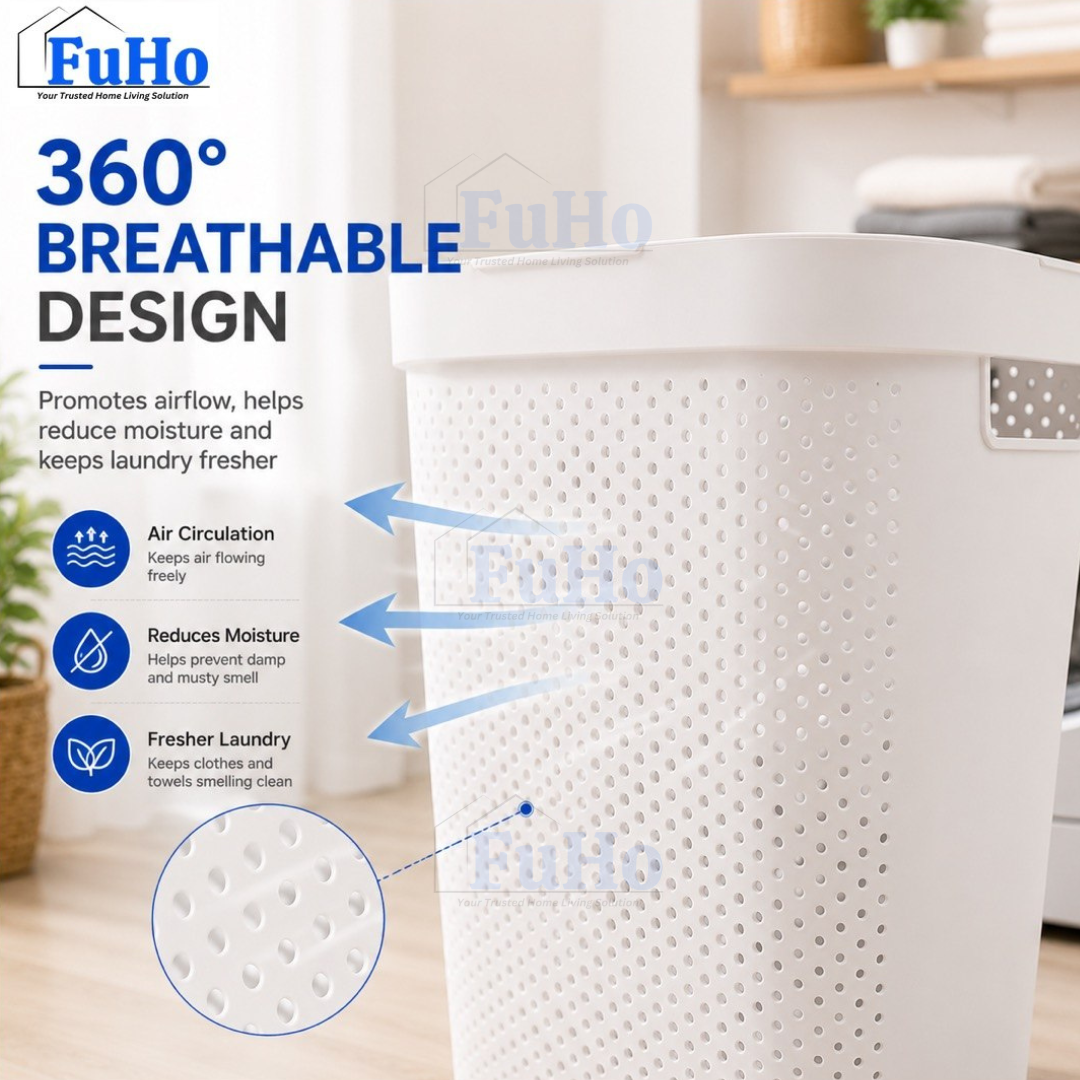 🇸🇬READY STOCK🇸🇬 Fuho Large Capacity Laundry Basket || 55L-70L || Ventilation Basket || Strong material