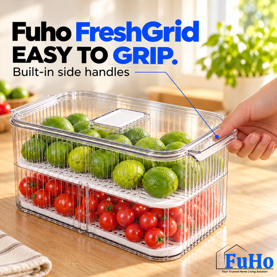 Fuho FreshGrid Fridge Drain Box for Fruit & Vegetables (S, L)