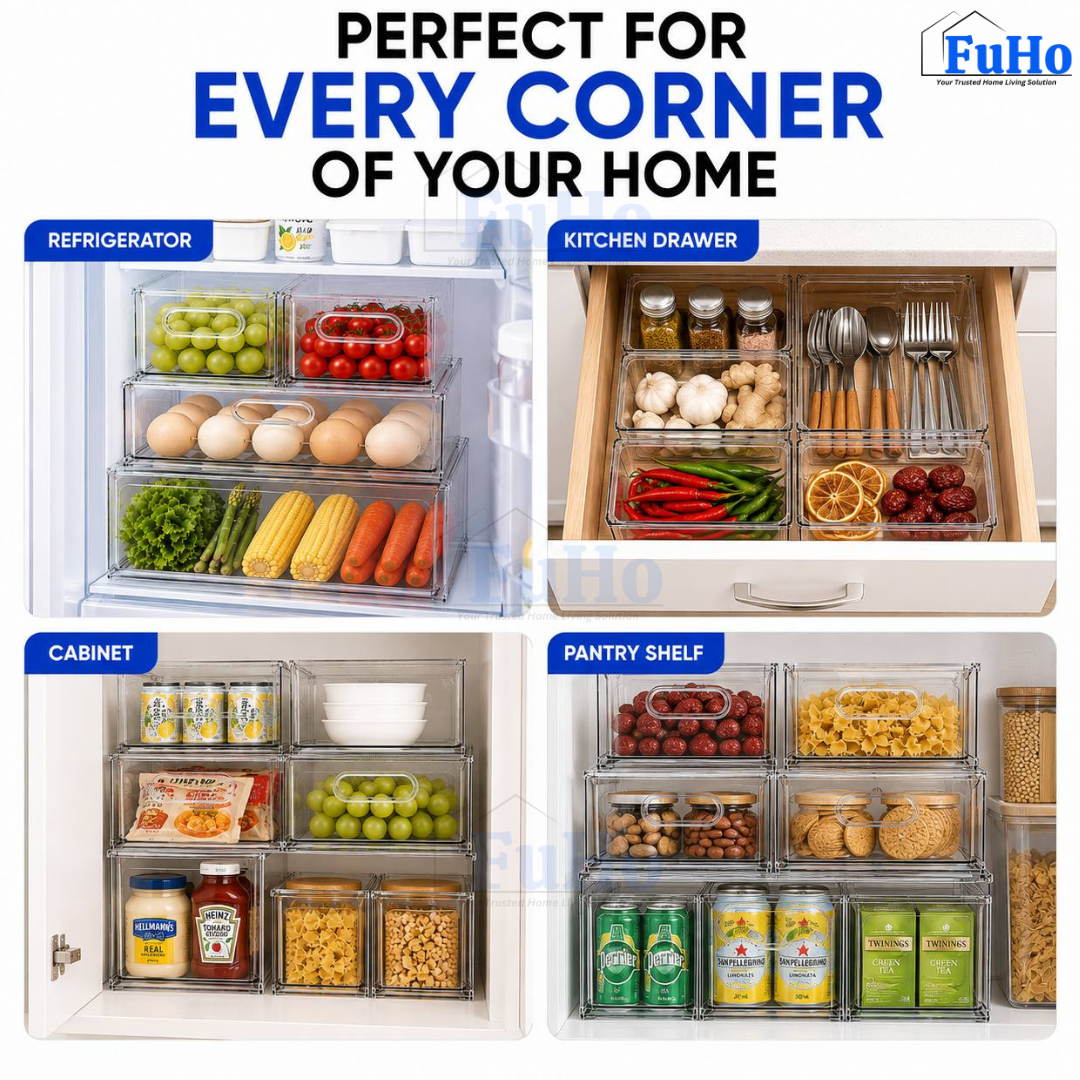 🇸🇬READY STOCK🇸🇬 FuHo Fridge Kitchen Storage Box Organizers | Storage Containers | Beverage | Kitchen Cabinet (KIT0030)
