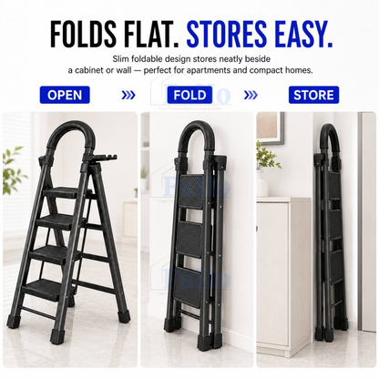 Fuho StepGuard Foldable Step Ladder with Handrail (3, 4, 5 Steps)