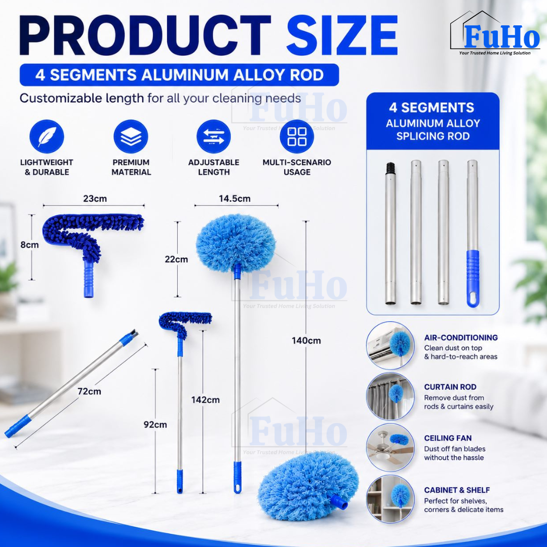 🇸🇬READY STOCK🇸🇬 FuHo Ceiling Fan Duster | Feather Duster | Adjustable Duster | Washable Duster | Telescopic (HL0226)