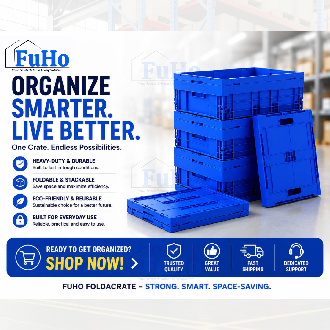🇸🇬READY STOCK🇸🇬 FuHo Heavy Duty Collapsible Stackable Box | Industrial Box | Warehouse Box | Blue Crate (IND0001)