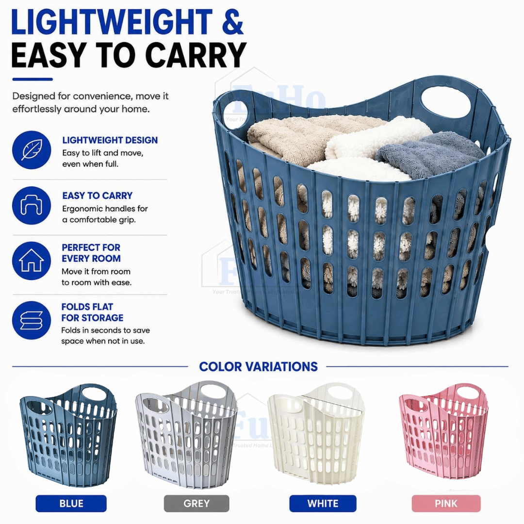 🇸🇬READY STOCK🇸🇬 FuHo Collapsible Laundry Basket || Strong Material Basket || 4 Colors Basket