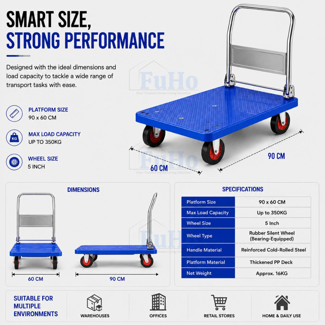 Fuho Heavy-Duty Foldable Platform Trolley (90kg, 175kg, 350kg)