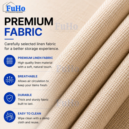 🇸🇬READY STOCK🇸🇬 FuHo Foldable Cotton Linen Storage Box | Storage Box | Collapsible Storage Box | (HL0257)
