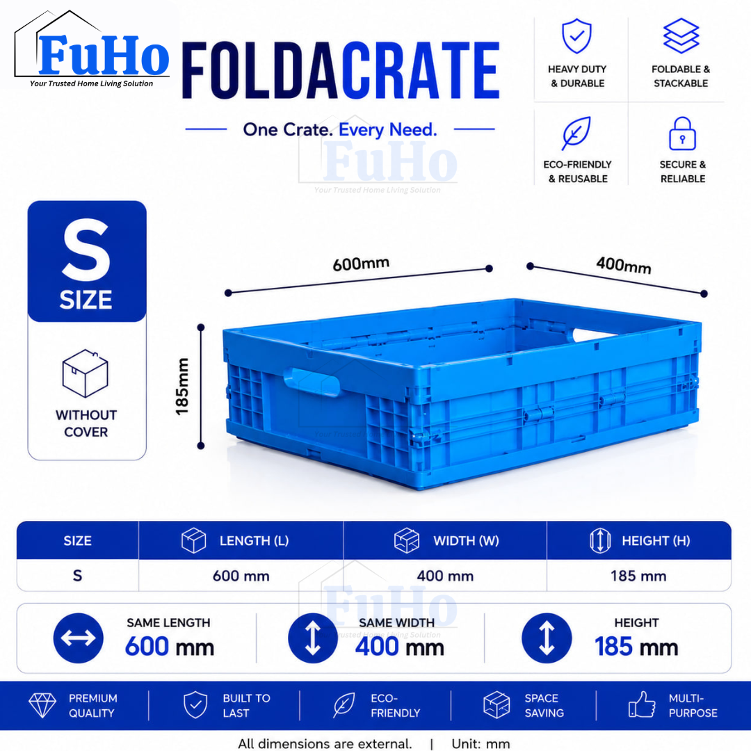 🇸🇬READY STOCK🇸🇬 FuHo Heavy Duty Collapsible Stackable Box | Industrial Box | Warehouse Box | Blue Crate (IND0001)