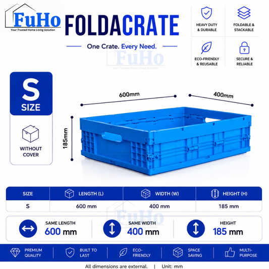 🇸🇬READY STOCK🇸🇬 FuHo Heavy Duty Collapsible Stackable Box | Industrial Box | Warehouse Box | Blue Crate (IND0001)