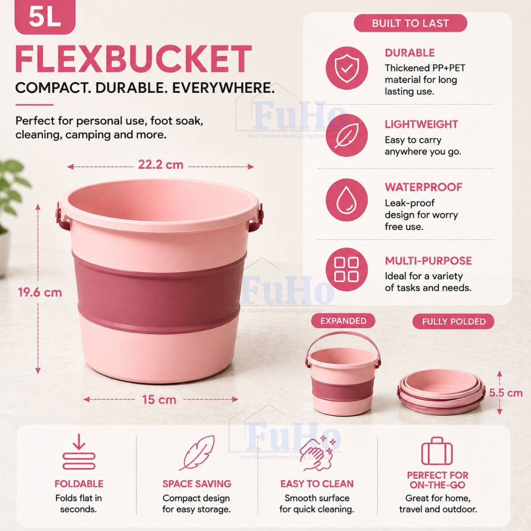 🇸🇬READY STOCK🇸🇬 Fuho Collapsible Bucket | Collapsible Pail | Portable Foldable Bucket Water Pail | Car Wash (HL0165)