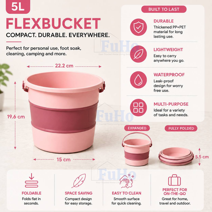 Fuho Collapsible Bucket, Foldable & Portable (4.6L, 10L, 16.8L)
