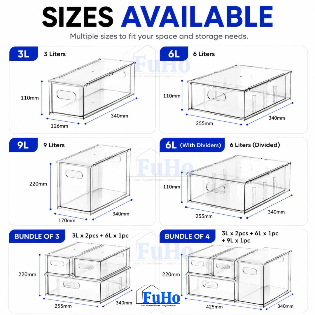 🇸🇬READY STOCK🇸🇬 FuHo Fridge Kitchen Storage Box Organizers | Storage Containers | Beverage | Kitchen Cabinet (KIT0030)