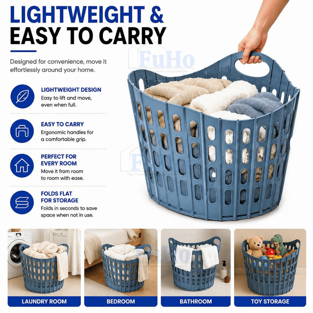 🇸🇬READY STOCK🇸🇬 FuHo Collapsible Laundry Basket || Strong Material Basket || 4 Colors Basket