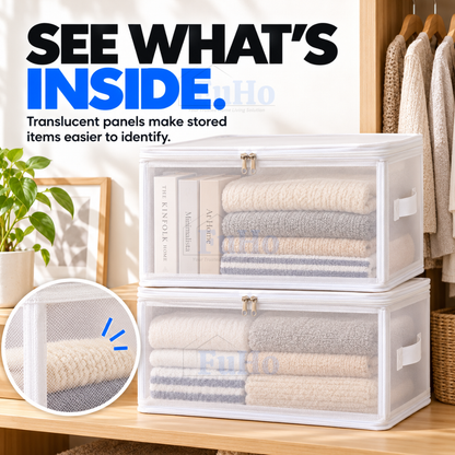Fuho ViewFold Linen Storage Box with Handles, Foldable (6.7L to 47L)