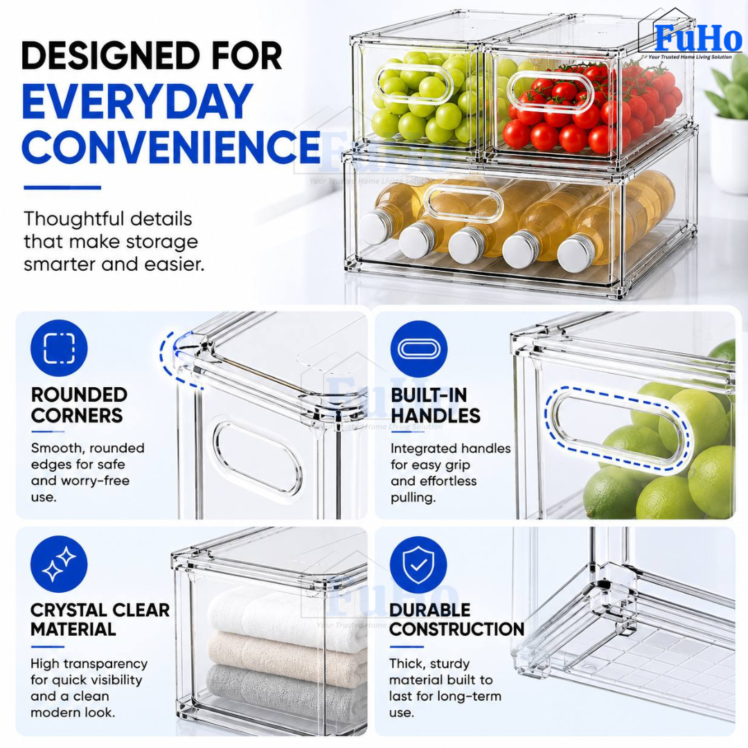 🇸🇬READY STOCK🇸🇬 FuHo Fridge Kitchen Storage Box Organizers | Storage Containers | Beverage | Kitchen Cabinet (KIT0030)